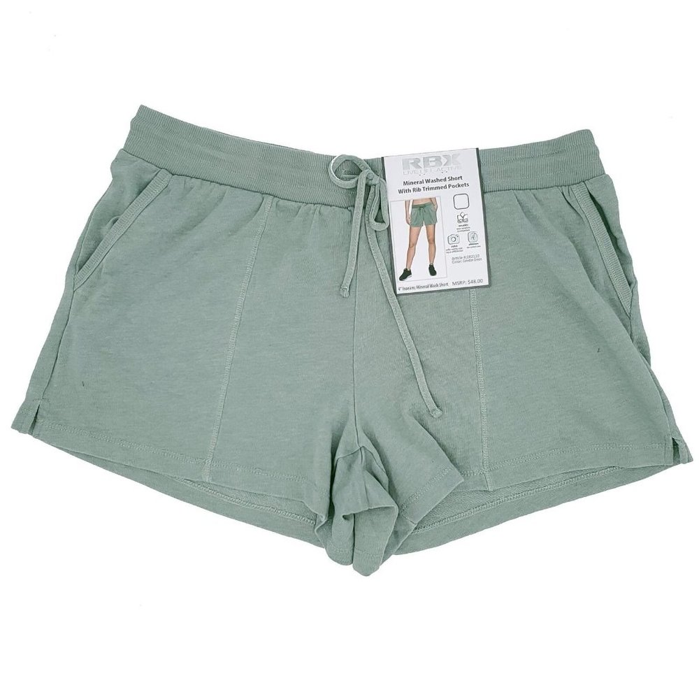RBX Mineral Washed Short with Rib Trimmed Pockets Celedon Green XL